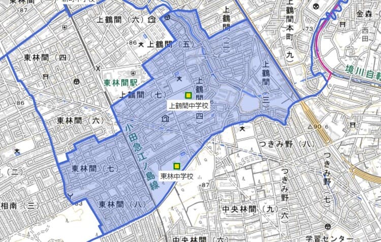 上鶴間中学の校区