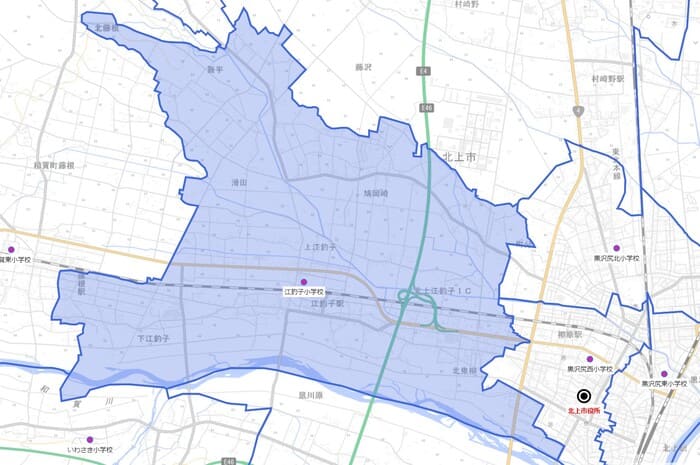 北上市立江釣子小学校の校区