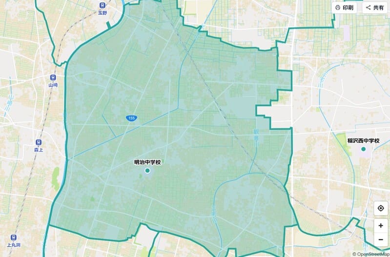 稲沢市立明治中学校校区